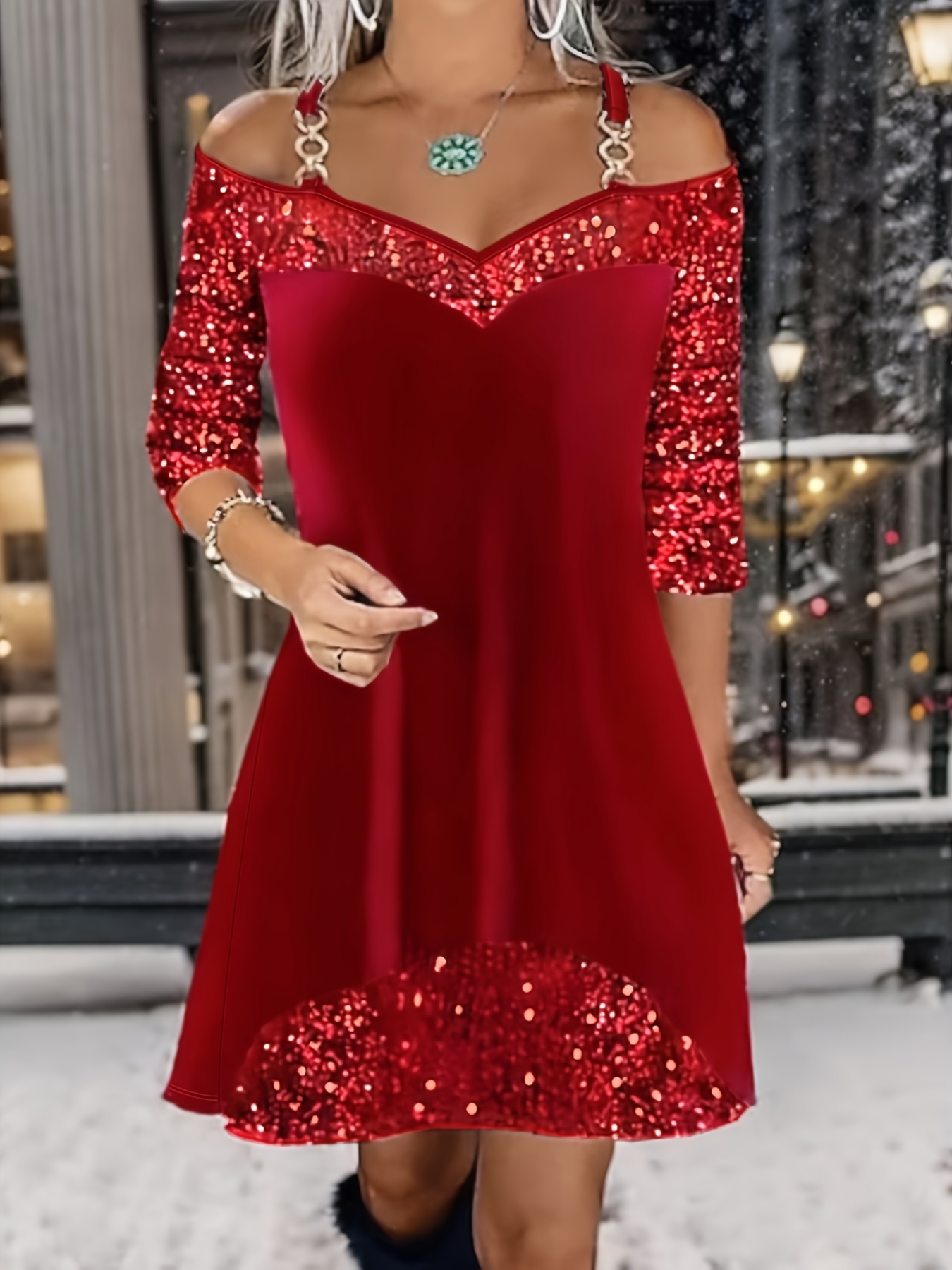 glitter sheath dress Short Glitter-Print Homecoming Dress with Sheer Corset Rose / Small main image 1