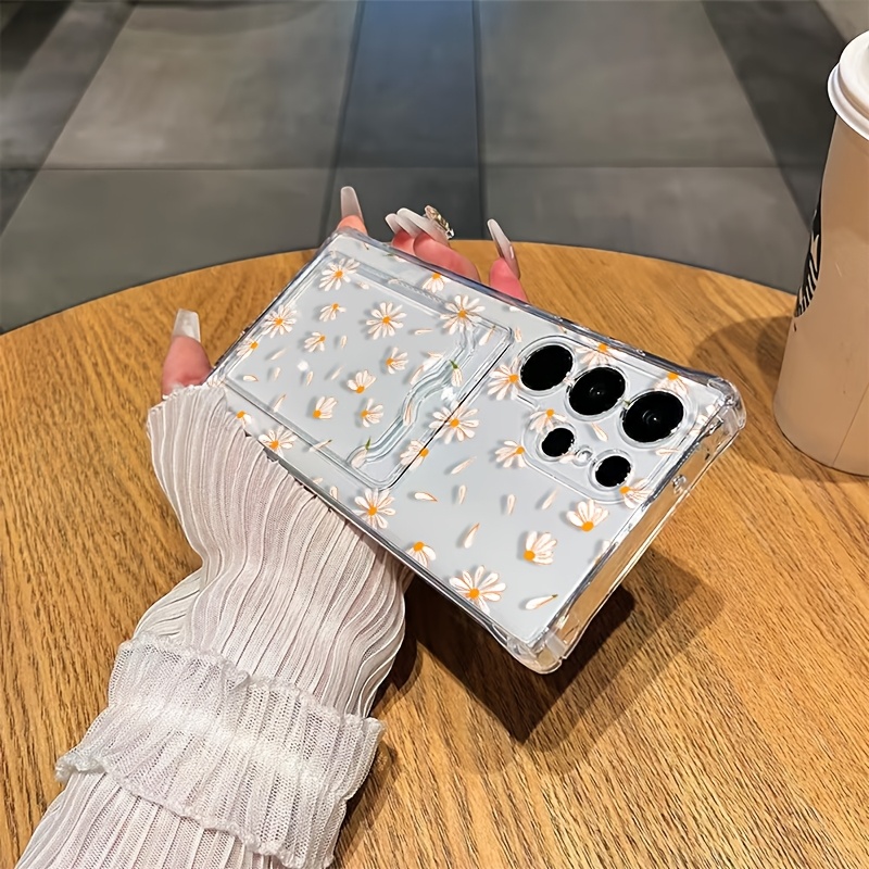 TEMU A Transparent And Soft Phone Case Featuring An Orange Chrysanthemum Design, Resistance And Protection. Compatible With For Models A54/a53/a52 (