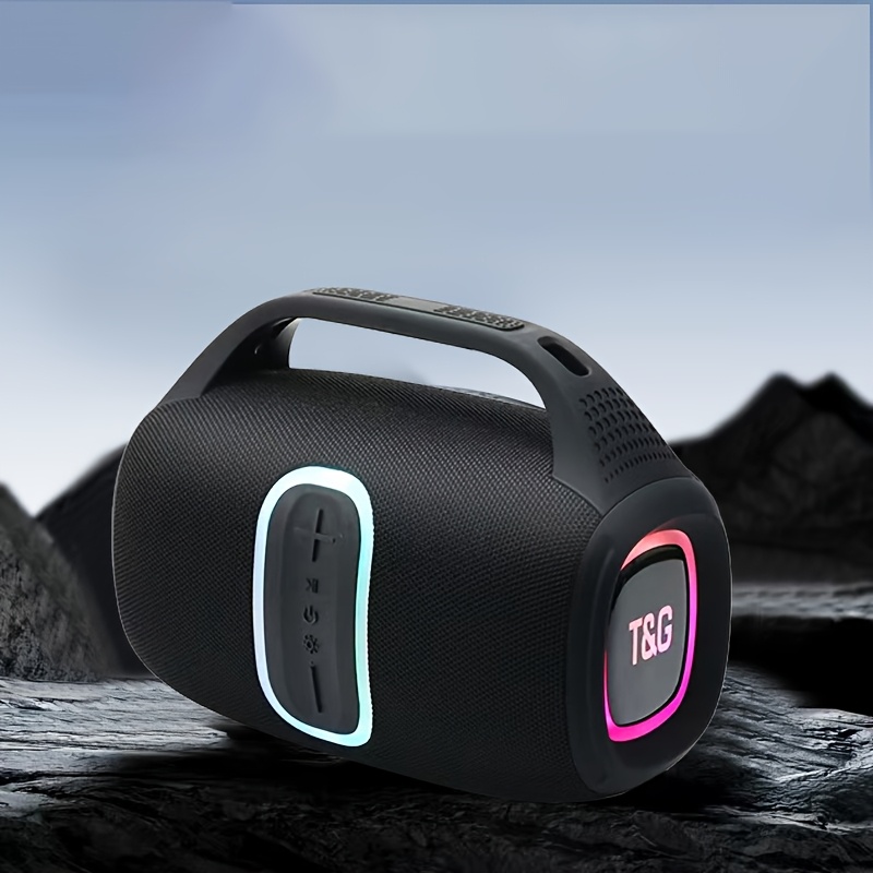 TEMU Portable Wireless Speaker 24w With Rgb Lights, Ipx4 Wireless Speaker, 3600mah Battery, 33ft Range, Dual Speakers & Calling,