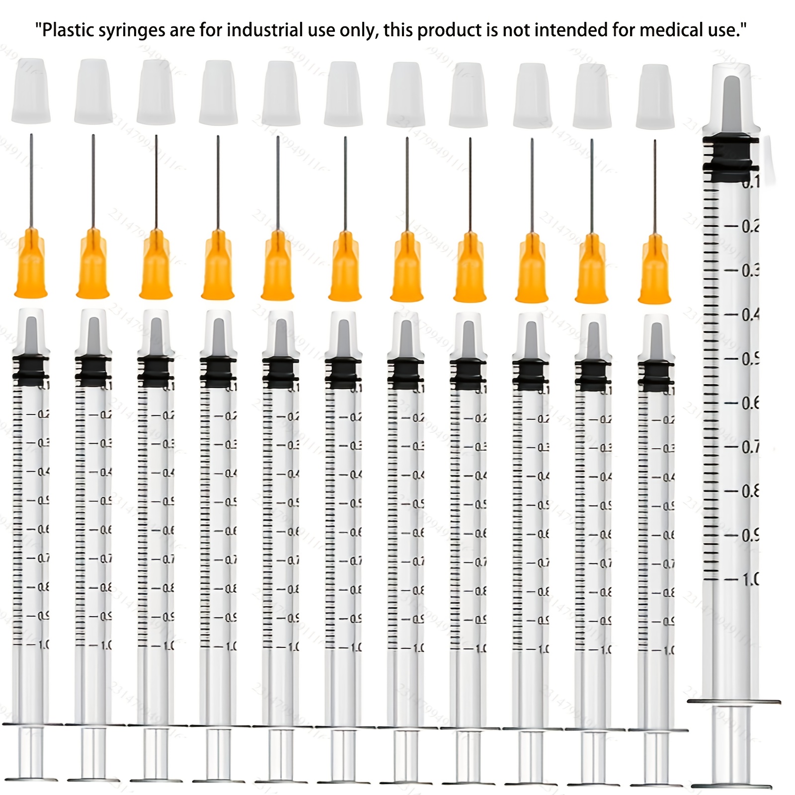 Renus 1ml Plastic Syringes, 12pcs Measuring Feeding Pets Syringes With Cap And Blunt Needle, Small Ink Filling, Reusable Syringes Plant Watering