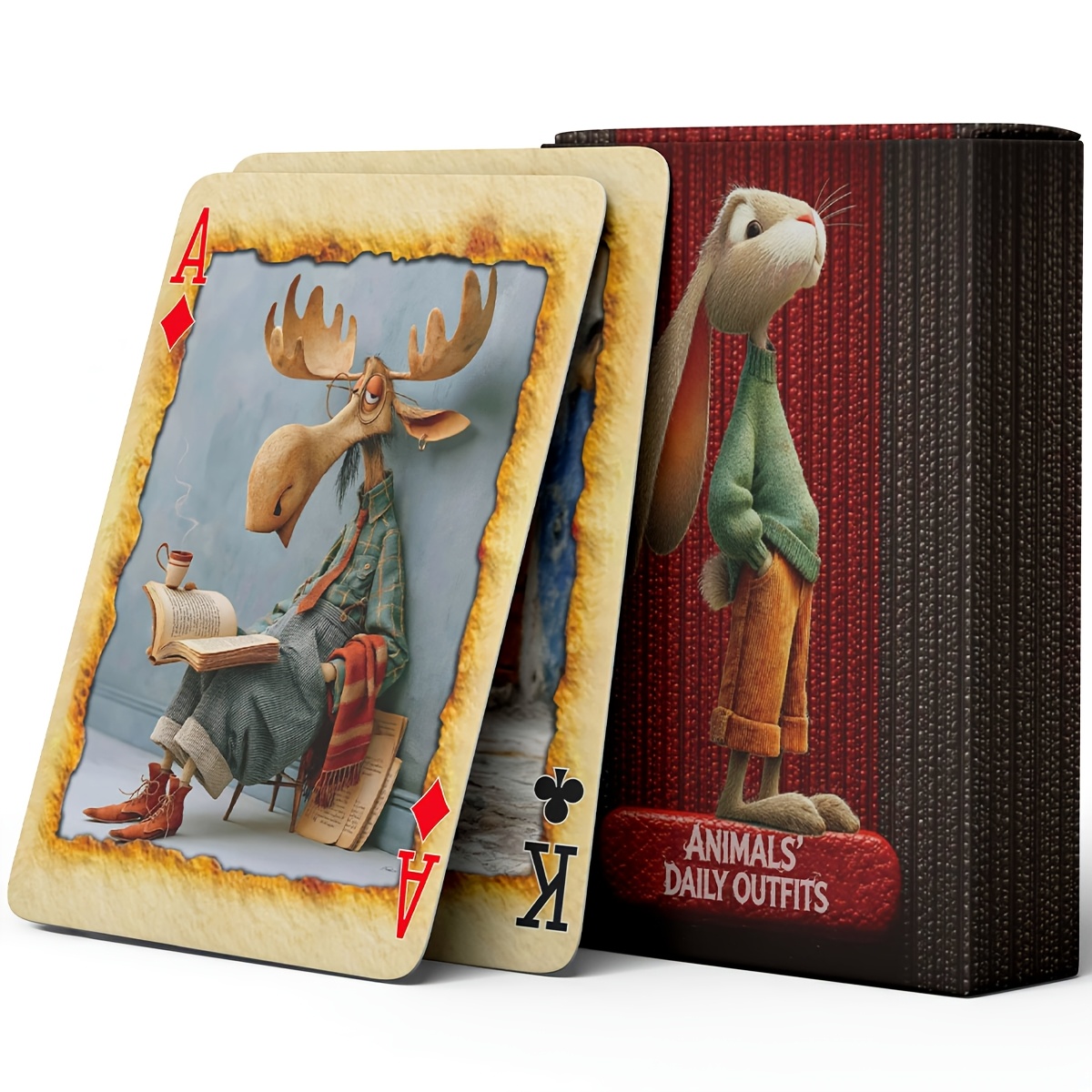 TEMU Premium Playing Cards Featuring An Animal Fashion-themed Design. High-end Gaming Cards With 54 Unique And Exquisitely Cards. Made From Cardstock