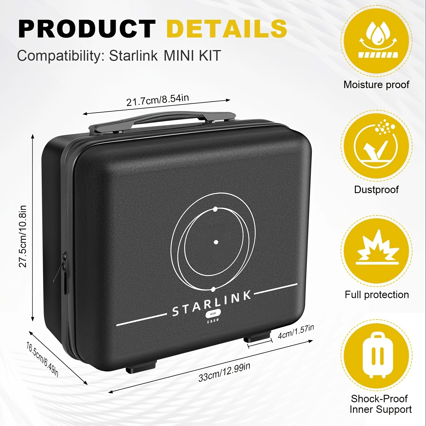 Étui Rigide Imperméable pour Parabole Starlink Noir - ABS Durable avec Mousse Prédécoupée – Image 4