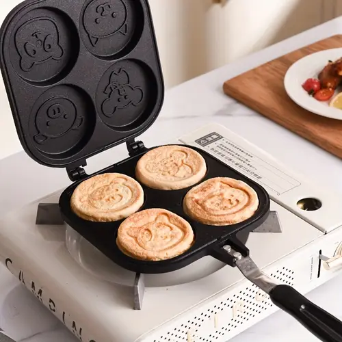 6 dual sided cartoon sandwich bread pan non stick aluminum bakeware with cute character shapes heat distribution for grilling pancakes meals breakfast