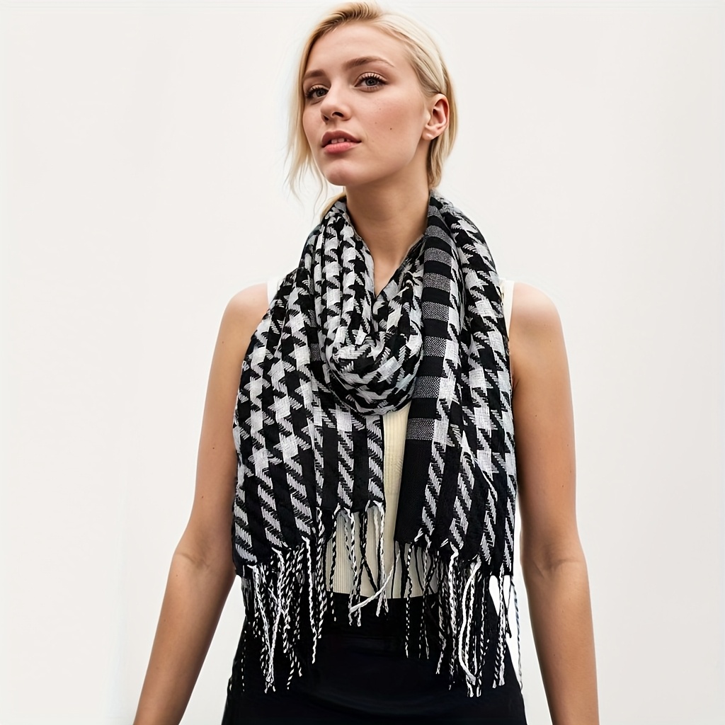 

Luxurious Acrylic Scarf With Detail - Soft, Warm, And Stylish Winter Accessory For Women, 68" X 27.5