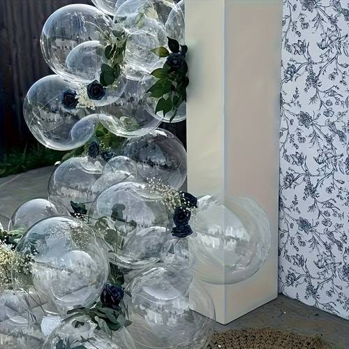 poza articolului set de 20 de baloane transparente - dimensiuni 60,96 cm, 50,8 cm, 45,72 cm și 20,32 cm, potrivite pentru camping, decorațiuni de petrecere, și sărbători de zi de naștere, decor de absolvire, crăciun, halloween