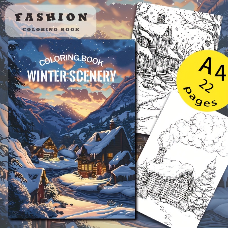 

Deluxe Winter Scenery Coloring Book - 22 Pages, Activity, Perfect Gift For Holidays And Birthdays