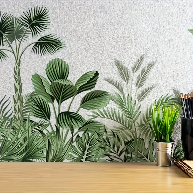 Image of 1pc Of Plant Leaf Decal, Monstera Leaf Tropical Sticker, Pattern, Self-adhesive Pvc, Removable Bedroom Living Room Home Decoration Sticker