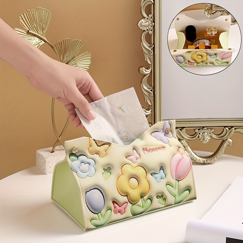 Leather Printed Tissue Box For Living Room And Bedroom, Bathroom Tissue Storage Box