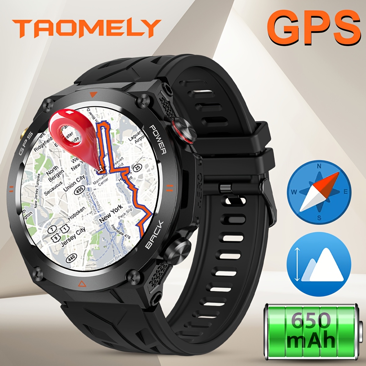 Image of Gps Smartwatch: 2025 New Model, 1.5 'hd Large Screen, Ipx8/1atm Waterproof Smartwatch For Men, Compass, Pressure, 650mah Large Battery, 100+ Sports , Wireless Call/answer, For /, Gift For Men