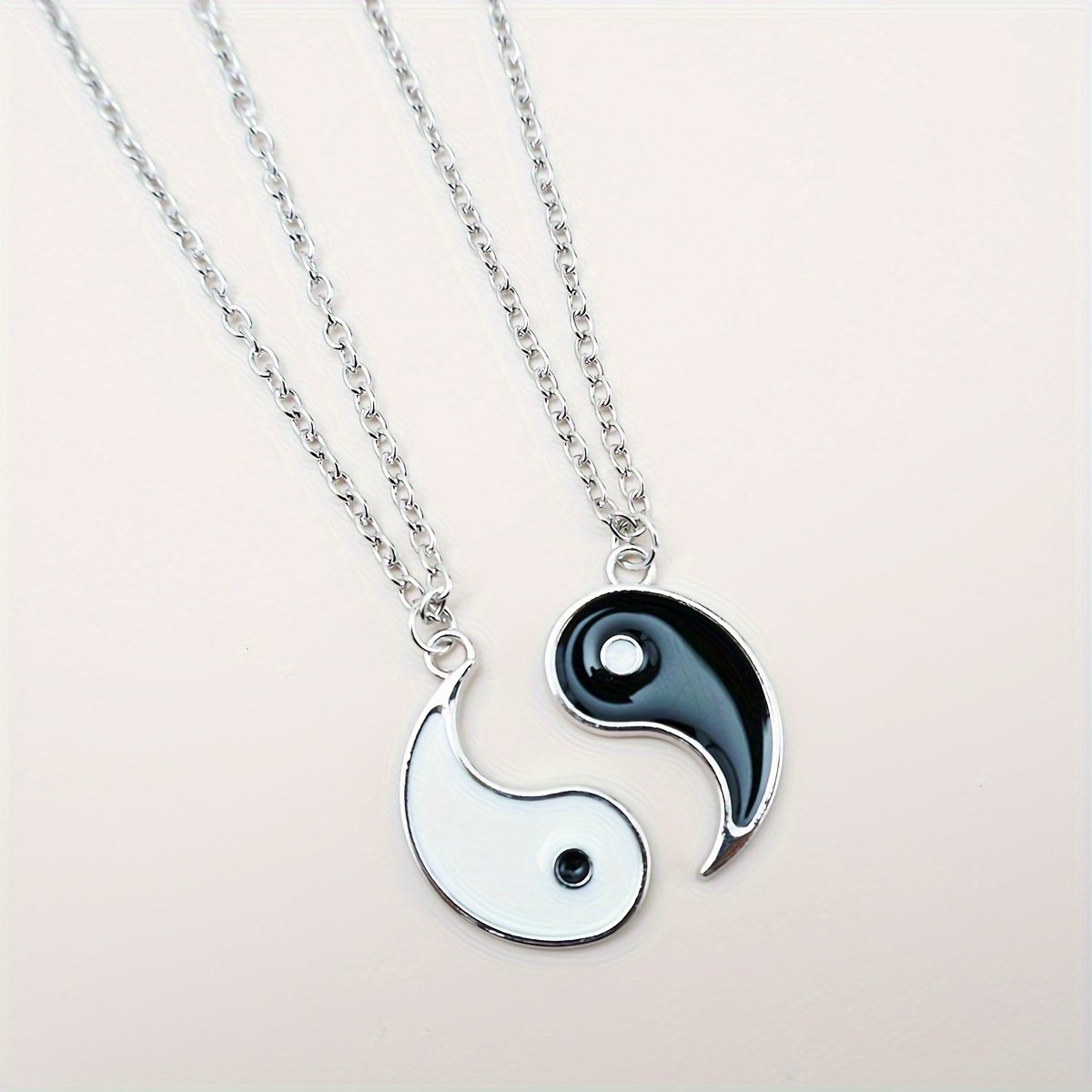 2pcs Best Friends Tai Chi Pendant Necklace Set, Adjustable
