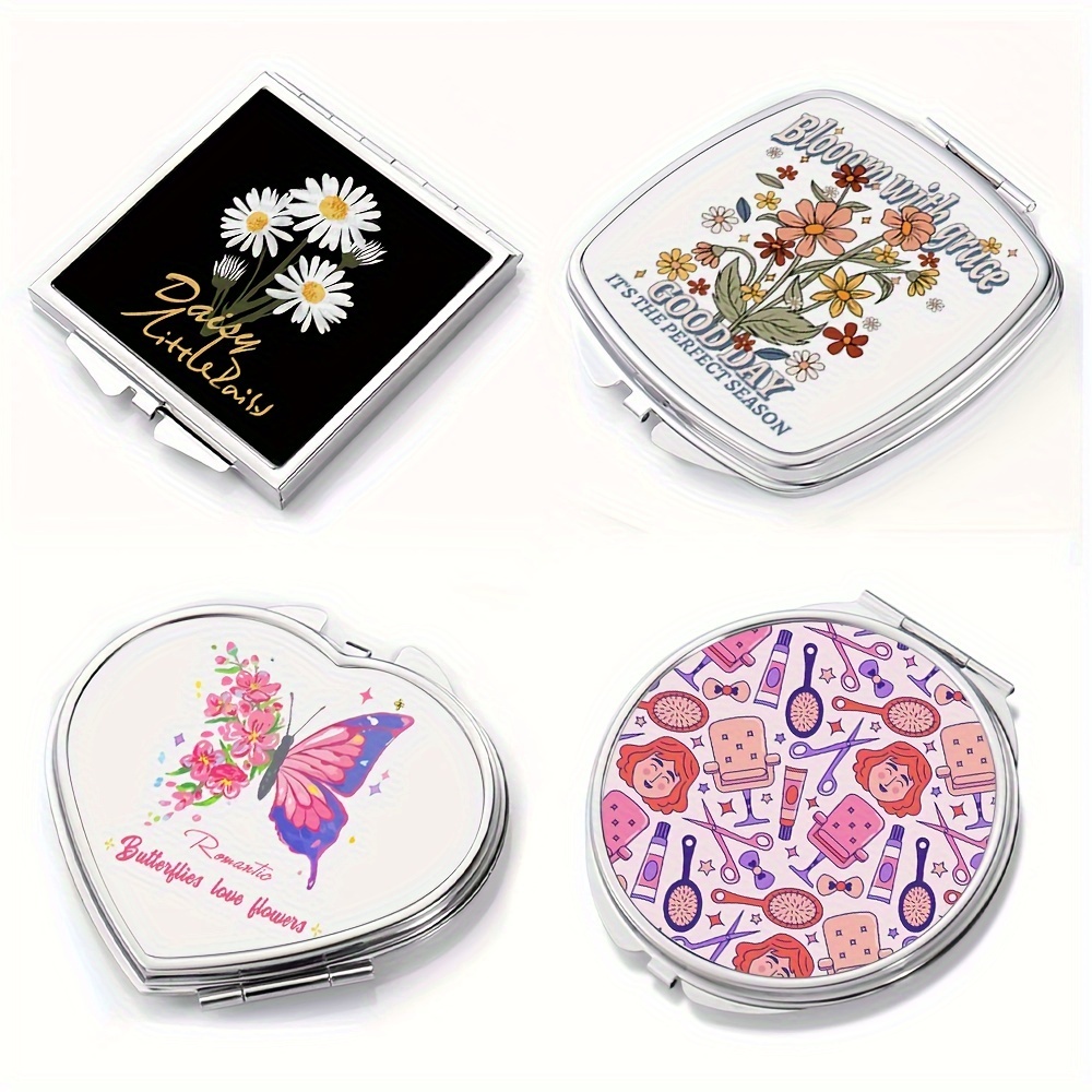 

10pcs Floral-themed Diy Sublimation Mirrors - Portable Handheld Cosmetic Mirror Set For Travel, Double-sided, Compact & , No Battery Needed, Ideal For Touch-ups