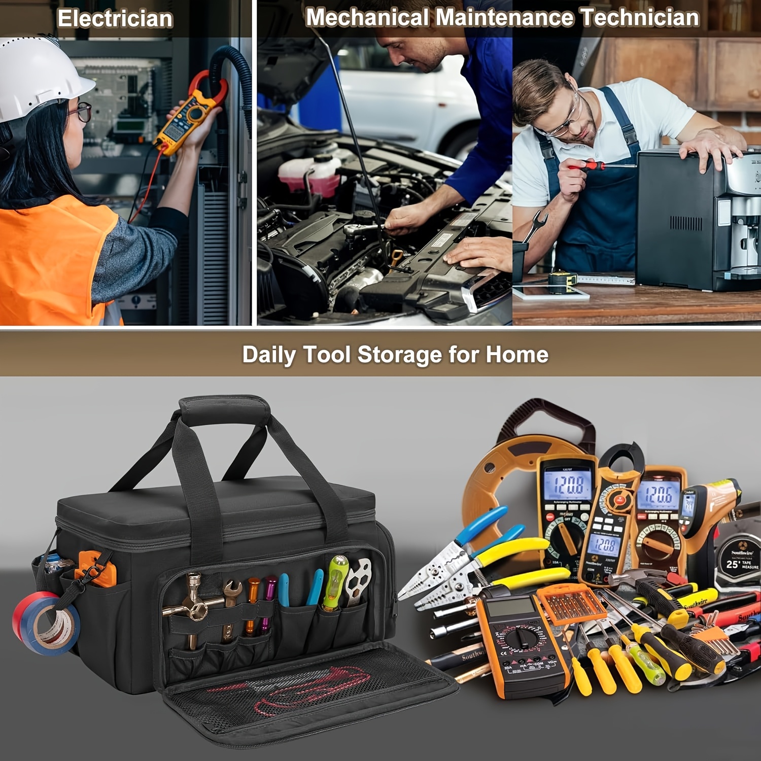 heavy duty pvc mens tool storage bag multi compartment Temu