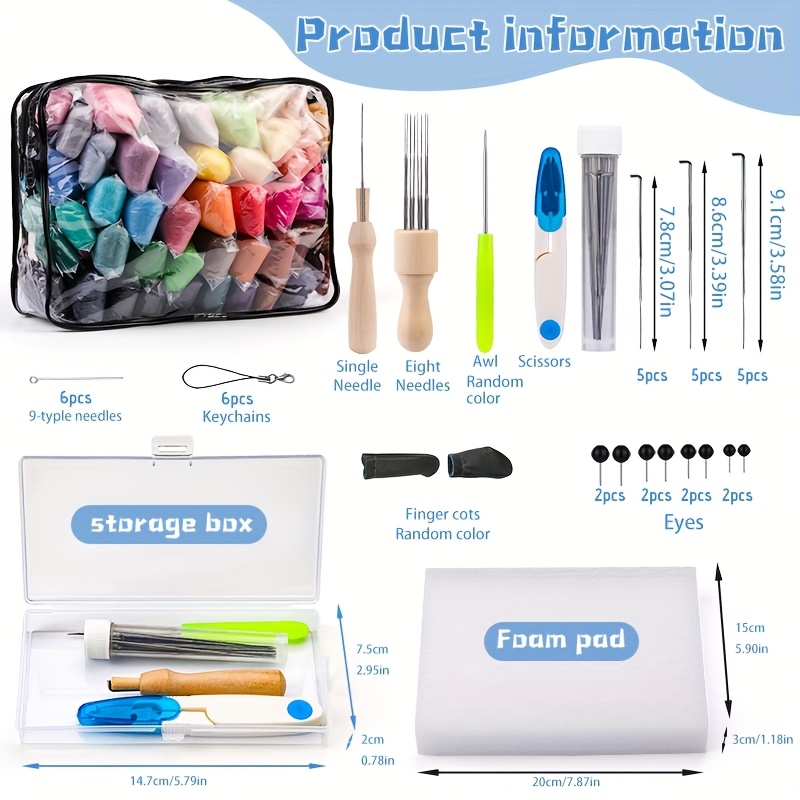 Image of Needle Felting Kit, Wool Felting Kit For Beginner, Felting Needles Wool Roving Needle Felting Supplies With Needle Felting Tools For Animals Handmade Crafts Decoration, Random Color