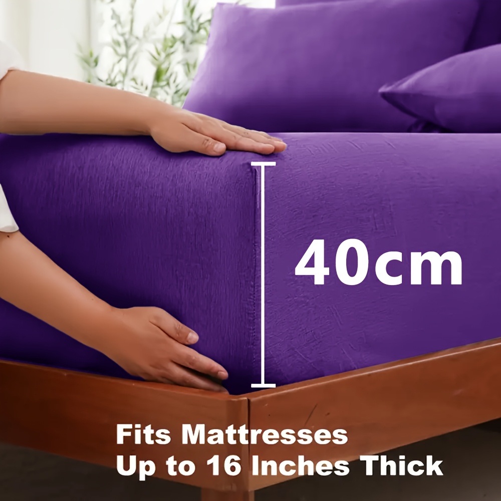 TEMU 1pc Extra Deep Pocket Bamboo Bed Fitted Sheet - Deep Pocket Up To 40cm, Ultra Soft, Wrinkle-free, Breathable - , Machine Washable Bottom Sheet
