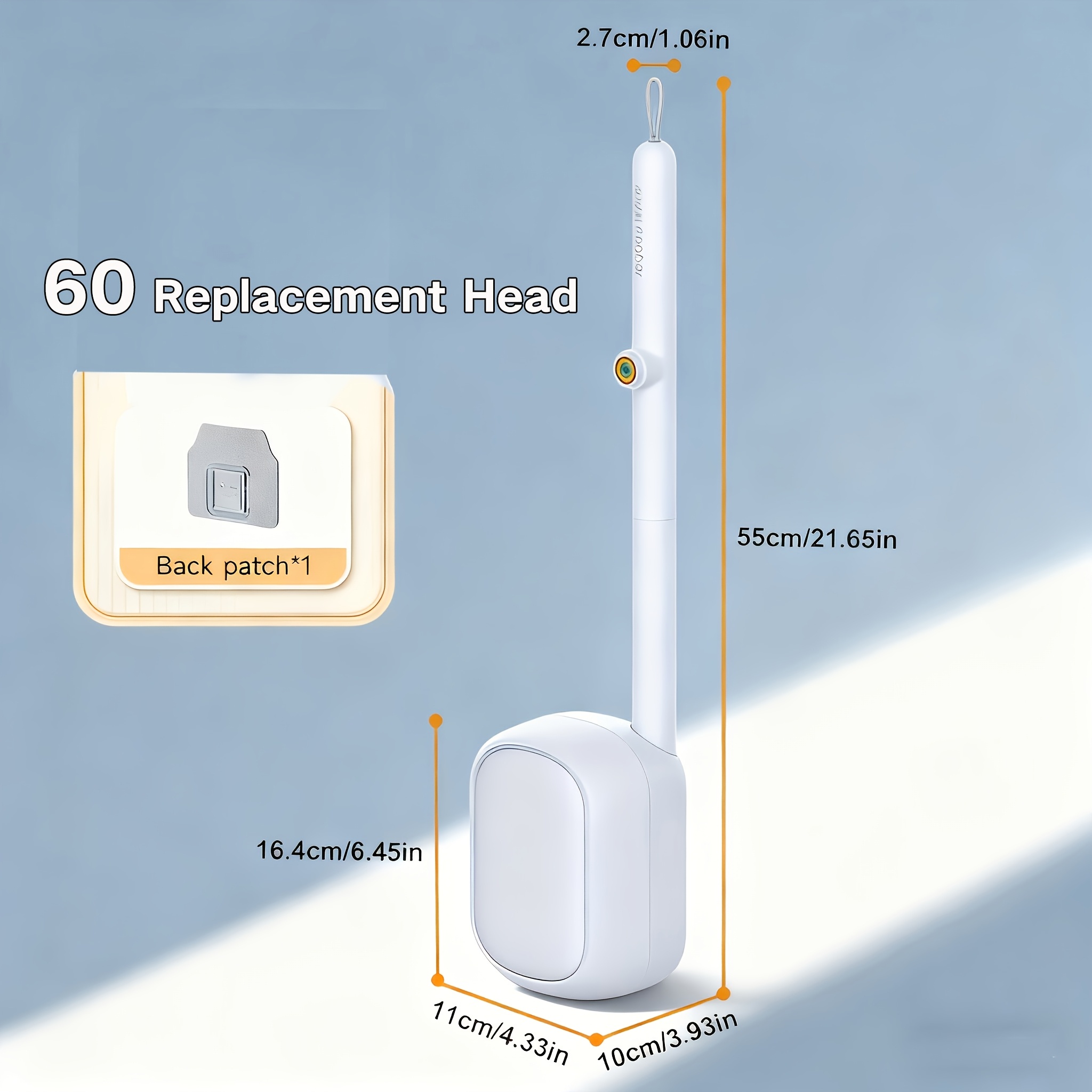 TEMU Brosse WC -- avec tête de brosse remplaçable, ensemble brosse et support pour de toilette, murale encombrante, fournitures de brosse (blanc)