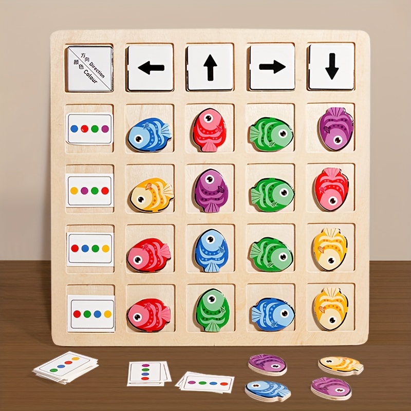 Little Fish Game, Color Recognition And Directional Training Wooden Toy, Holiday, Birthday Gift