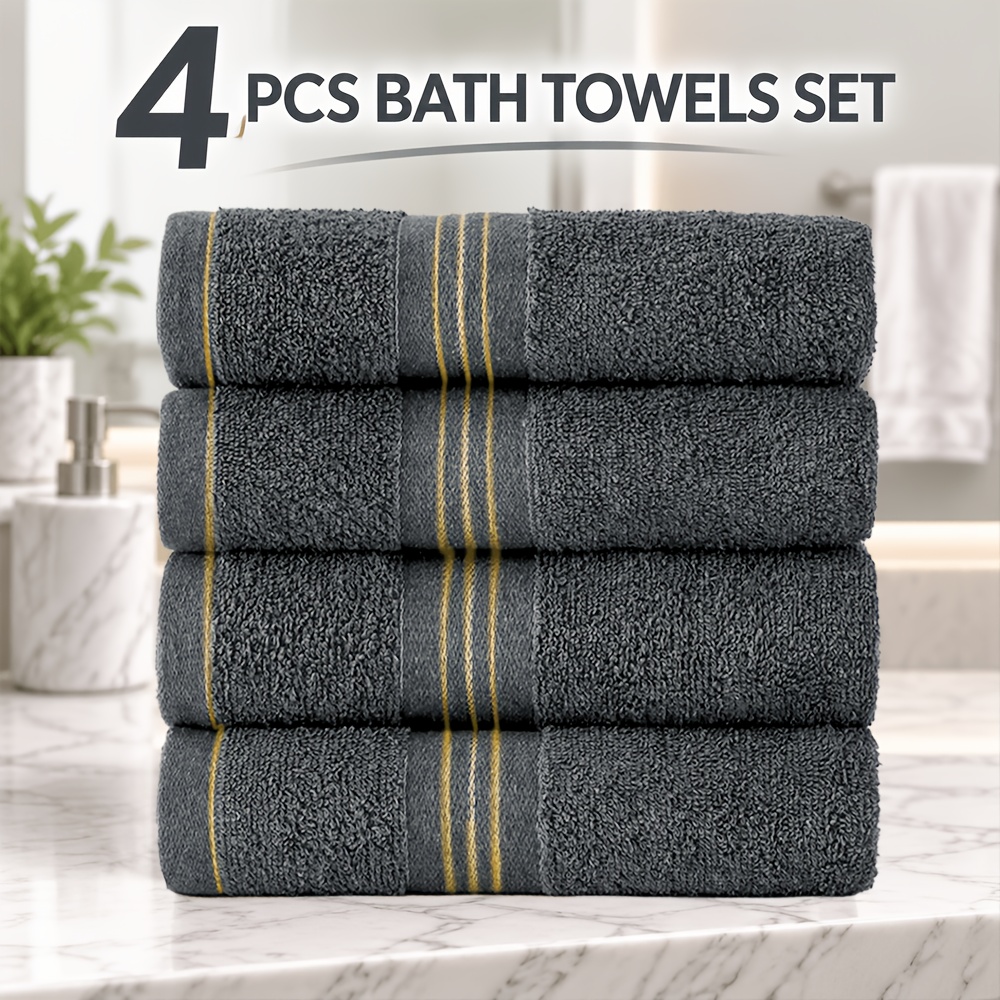 TEMU 4-pack Bath Towels Set, 27"x55" Soft Bathroom Towels, Absorbent Quick- Towels, Lightweight Plush Towels For Home, Hotel, Spa, Pool, Gym, Guest