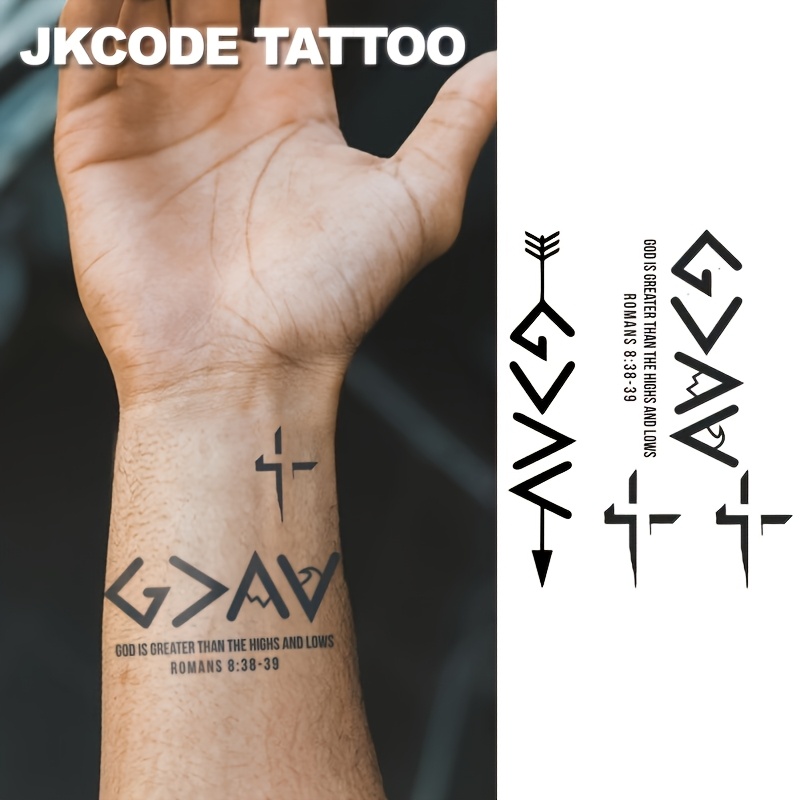 Image of Temporary Tattoo With Herbal, Cross, Arrow & Symbols Suitable For Parties, Festivals, Daily Wear - Non-permanent Body For S & (quick Body)