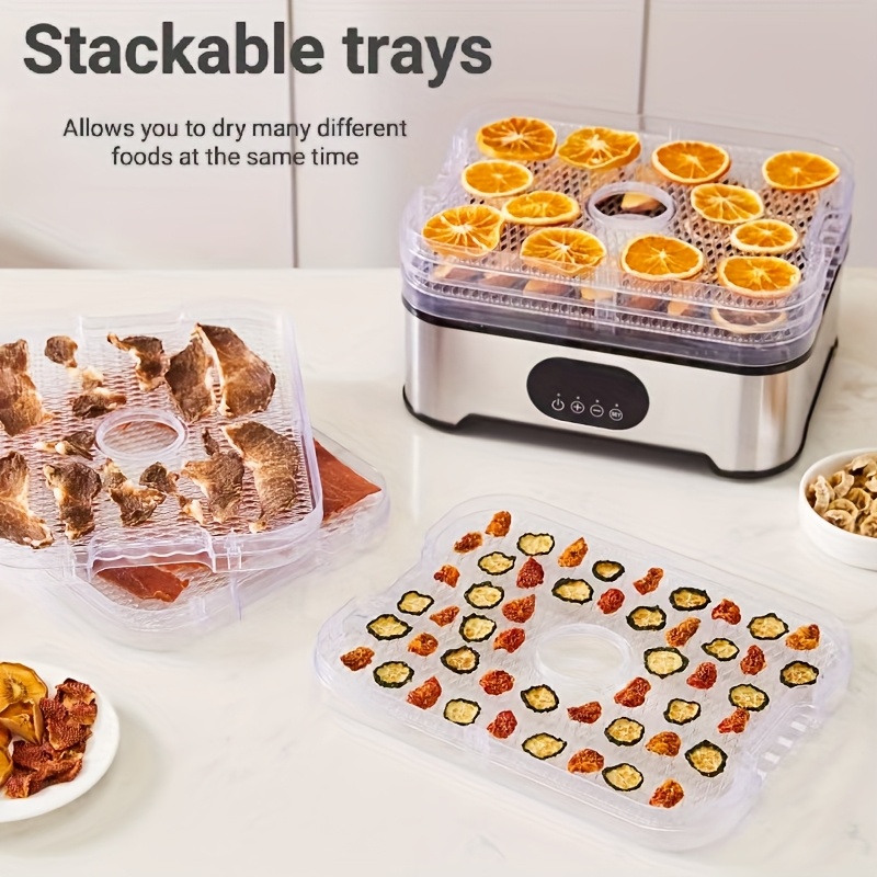uk food dehydrator   with 5 trays food dryer for jerky fruits herbs vegetables   etc electric food preserver with 1 72 hour timer temperature control fan   temperature display stainless steel material Product details 8