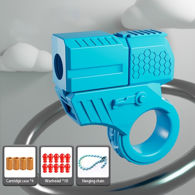 1pc ring gun with shell ejector relax fidget toy cute bag charm accessory perfect gift idea toy gun details 4