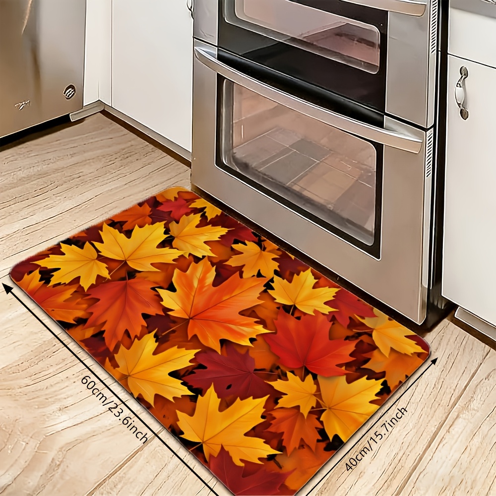 TEMU 2d Flat Printing Maple Leaf Pattern, Home Decor, Set, Suitable For Kitchen And Bathroom, Soft And Thick Indoor Entryway Rug, Easy To Clean, Long