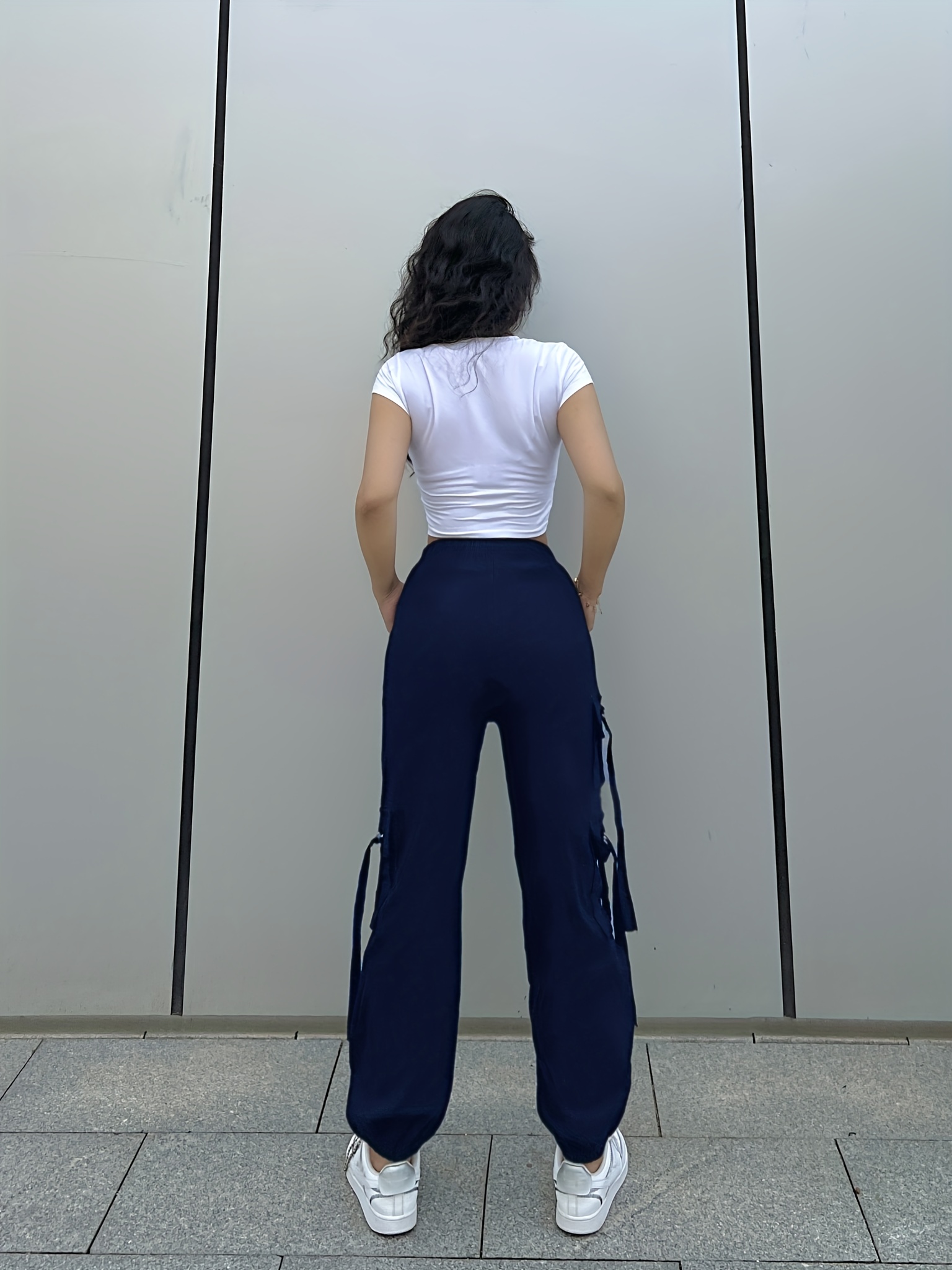 Pantalones Cargo Para Mujer, Y2K, Pierna Ancha, Cintura Alta
