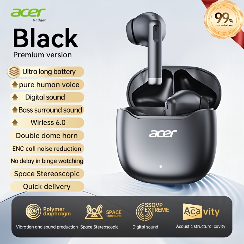 [acer Official Authentic Product] Ohr617 Extra-long For Sports & Running Hook- Low-latency Gaming Mode Audio Lightweight Touch Control Stylish Design