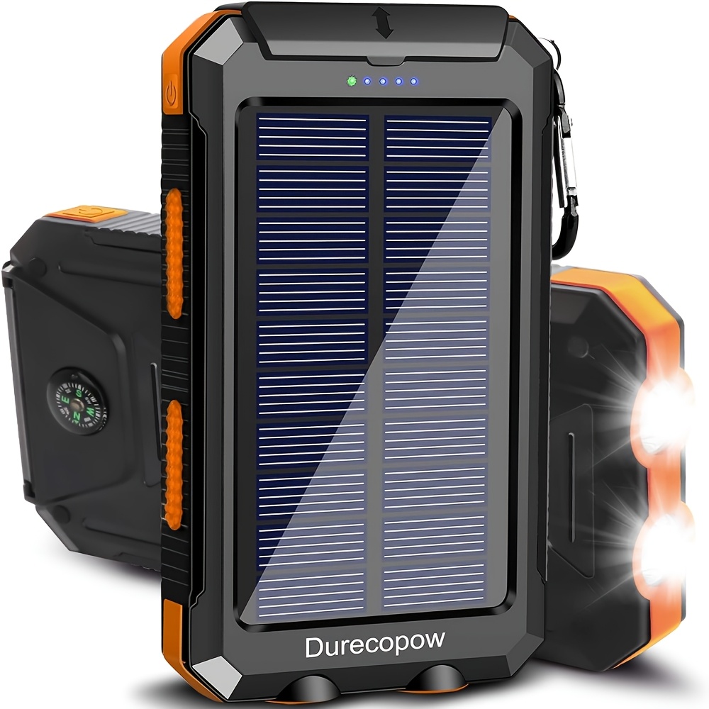 

10000 Mah Solar Mobile Power, With Flashlight/ Usb/ Type-c/ Micro Interface/ Compass, For Mobile Digital Electronic Device, Long Durability, Travel Camping, Led Flashlight, Hiking