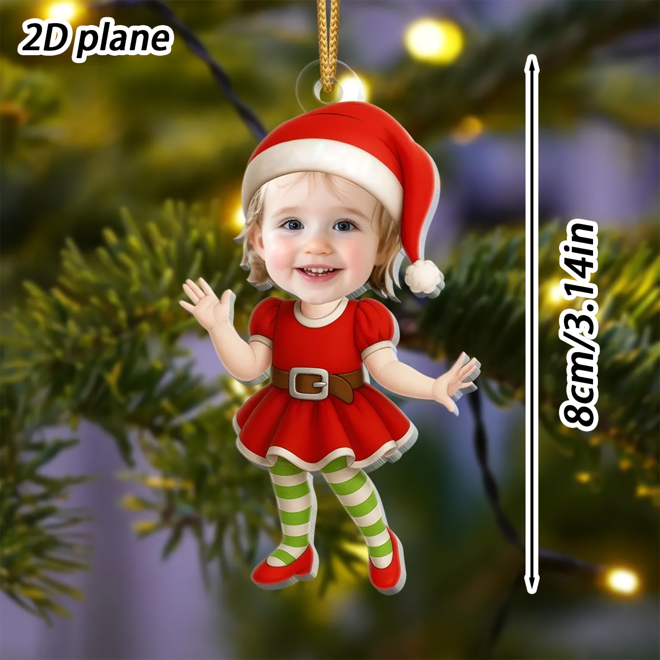 TEMU 2D - 1Pc2D Colgantes de Decoración Navideña Personalizados, Colgantes de Decoración de Árbol de Navidad Estilo con Fotos Personalizables, Lindo