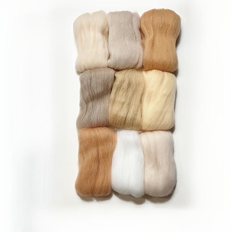 Image of Sheep Wool Needle Felting Kit, Light Brown, Tan,, Orange, Premium, Includes Tools, 3 Needles And 1 Board
