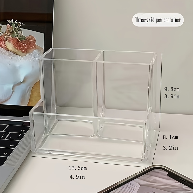 1pc Transparent Desktop Pen Holder - Clear Plastic Pen Organizer For Pens, Pencils, Markers - Creative Student Pencil Rack - Stationery Tape Storage - Multifunctional And Tidy Desk Accessory