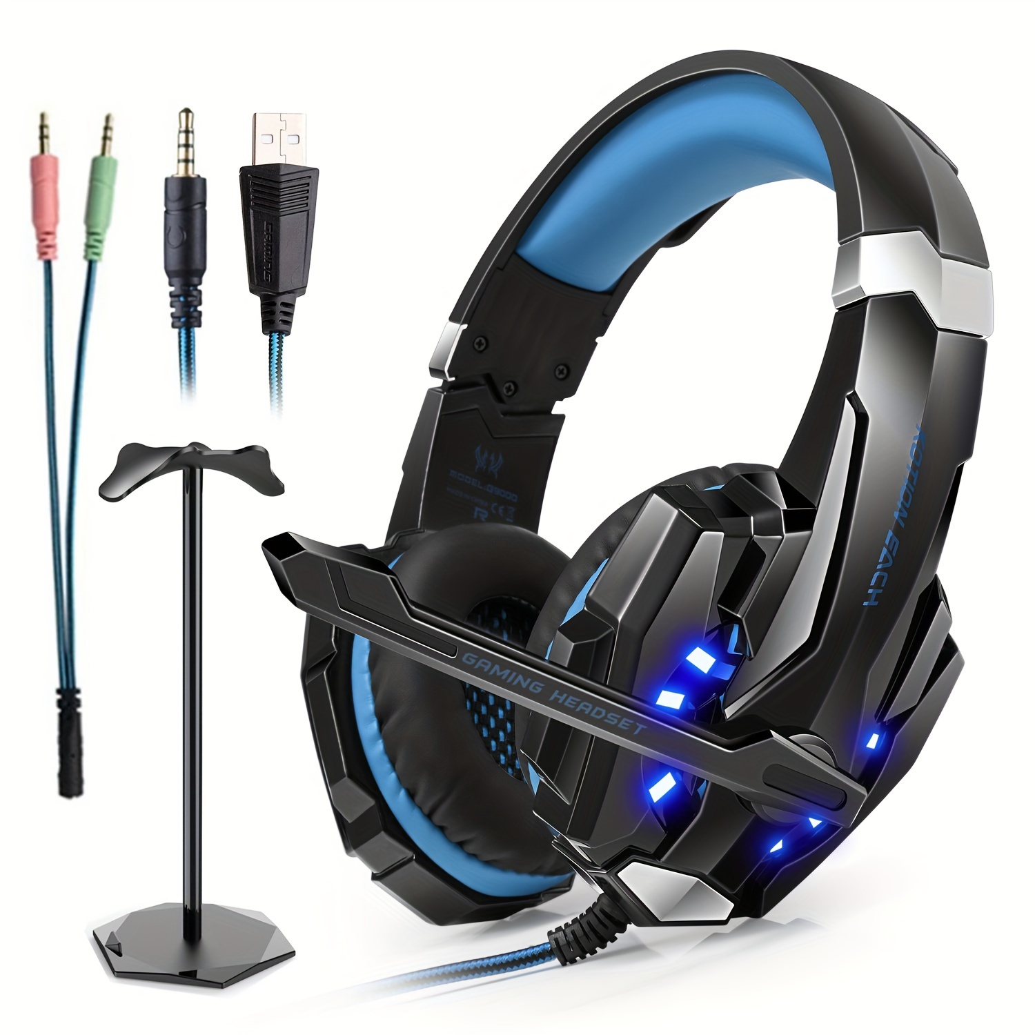 

Kotion Each Headset & Stand Bundle, Over-ear Led Headphones, Isolation Condenser Mic, Non-waterproof, - Ps4 Ps5 , Pc, Mac, Adult -, 3.5mm - - Earcups, Plastic //tv/