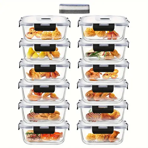 뚜껑이 있는 식품용 컨테이너 - 다양한 옵션의 식품용 컨테이너, 업그레이드된 스냅온 잠금 뚜껑, 비스페놀 a가 없는 밀폐 유리 컨테이너, 재사용 가능한 식사 전 컨테이너