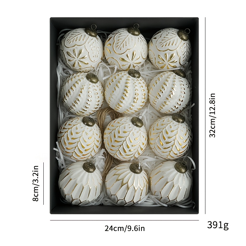 Image of 12pcs 3.15inch Vintage Christmas Balls Christmas Gift Box Set, Scratch Texture With Quality, Suitable For Christmas Tree Branches, Enhancing Festive Romantic Ceremony
