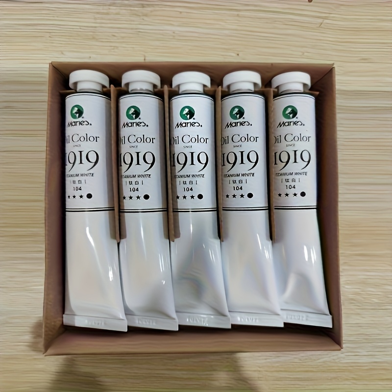 TEMU 5pcs Oil Painting Pigment Set 50ml Bright Oil Paint - Five-color Set With Good Coverage - , Lemon Yellow, , Cobalt Blue