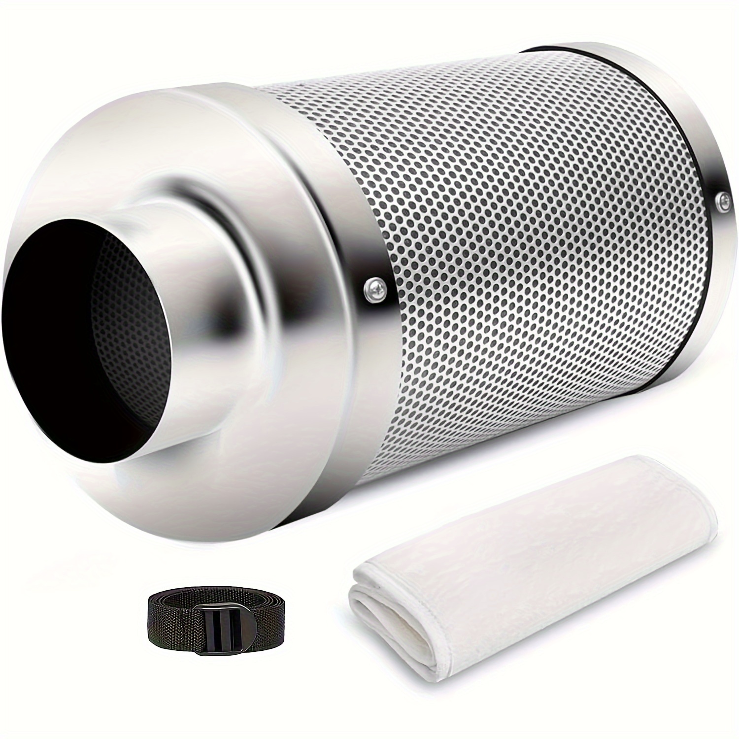 1pc 4 Inch High Quality Silvery Filter, With Australia Charcoal For Inline Fan, Hydroponics, Grow Tent, Prefilter Included, Reversible Flange 4" X 12"