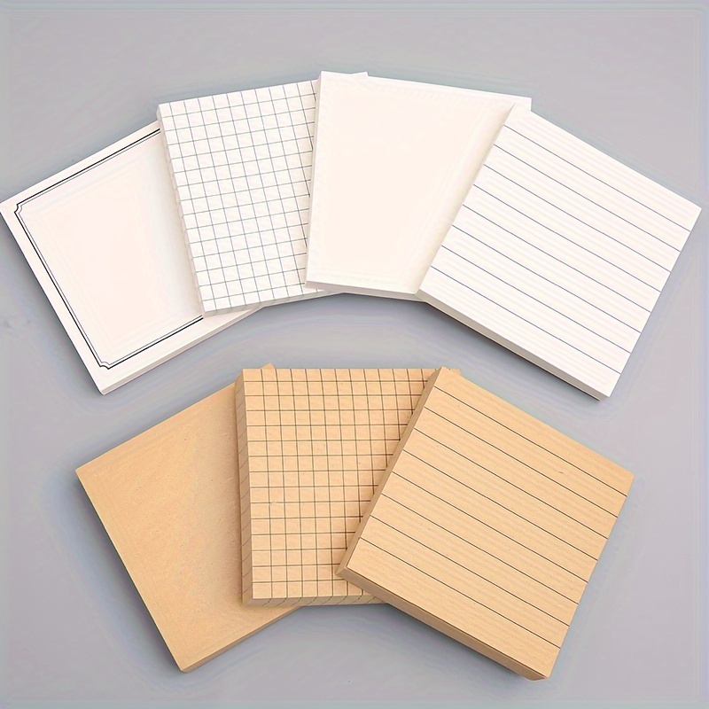 

7pcs Minimalist Square Notes - Blank Grid Pages For Students, Office Memo & Reminder