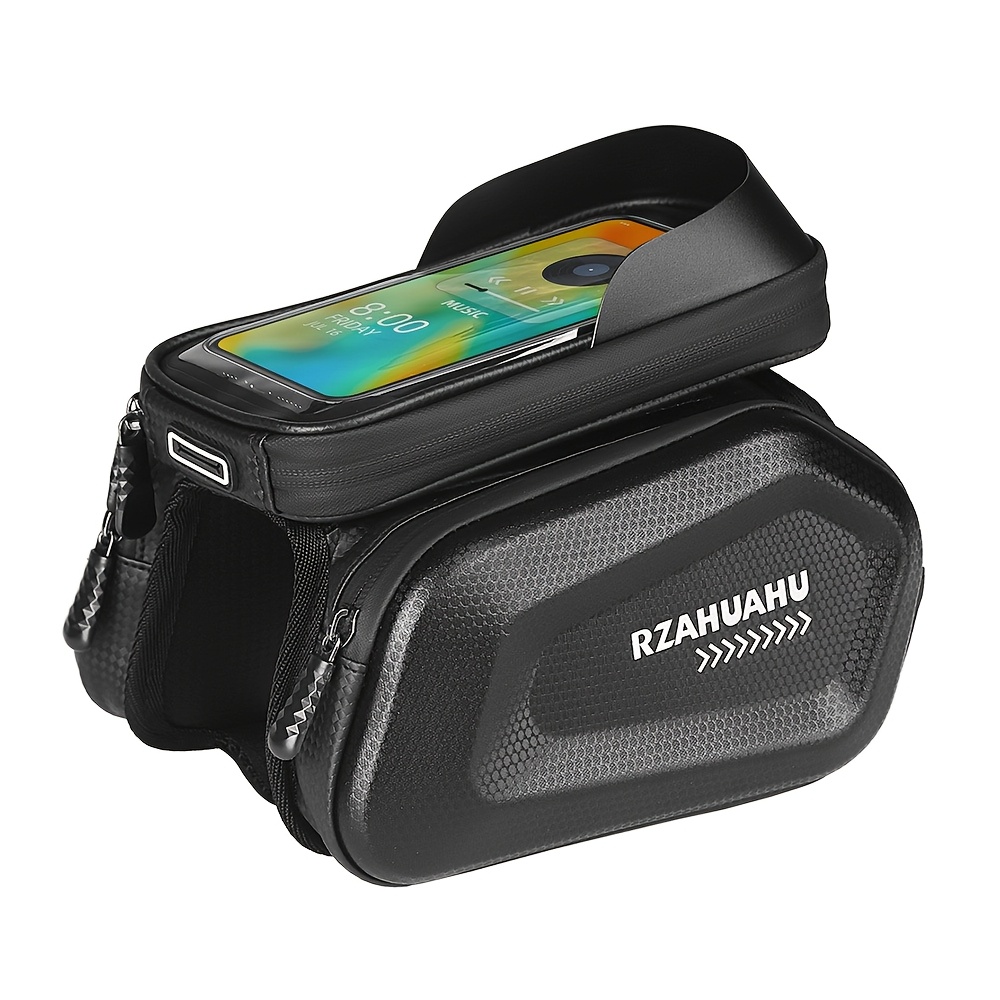 TEMU 7-inch Bike Phone Bike Front Frame Bag High Quality Hard Shell With Touch Screen Access Compatible For Smartphones - Bicycle Top Tube Storage
