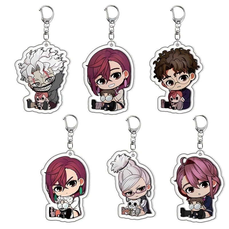 

6pcs Anime Acrylic Keychain Set - Cute Key Rings For Bags, Decorative Car Key Chain Accessories, Ideal Birthday Gift For Fans