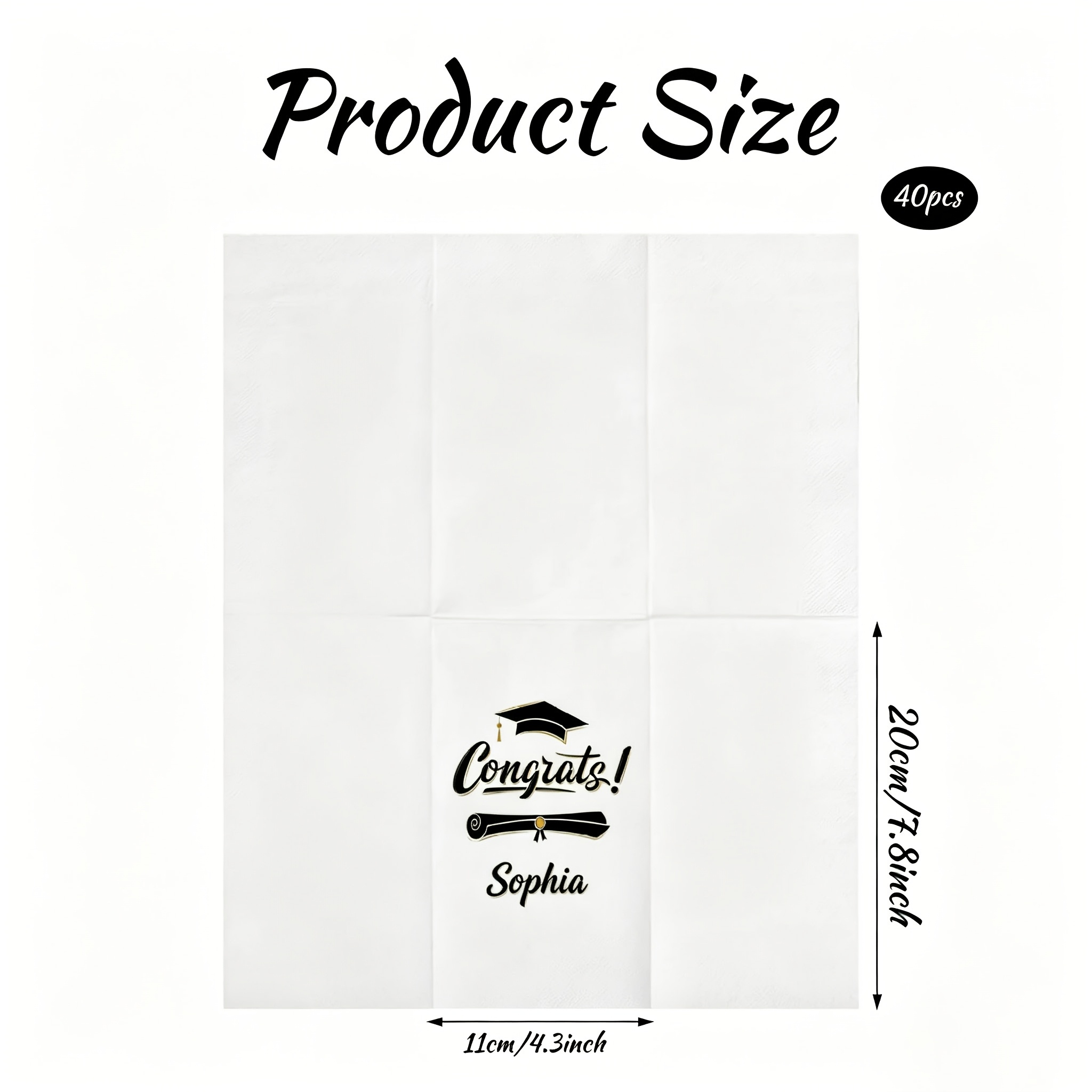 TEMU Customizable Name Rectangular Tissues For Graduation Season, Black And Golden Graduation Party Napkins, Personalized Graduation Name Tissues,