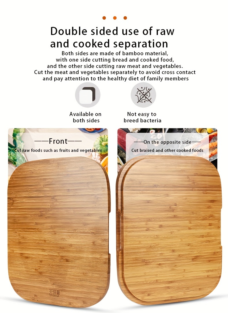 2 in 1 premium bamboo cutting board     and easy to clean for effortless meat and vegetable preparation   essential for holidays and everyday use details 2