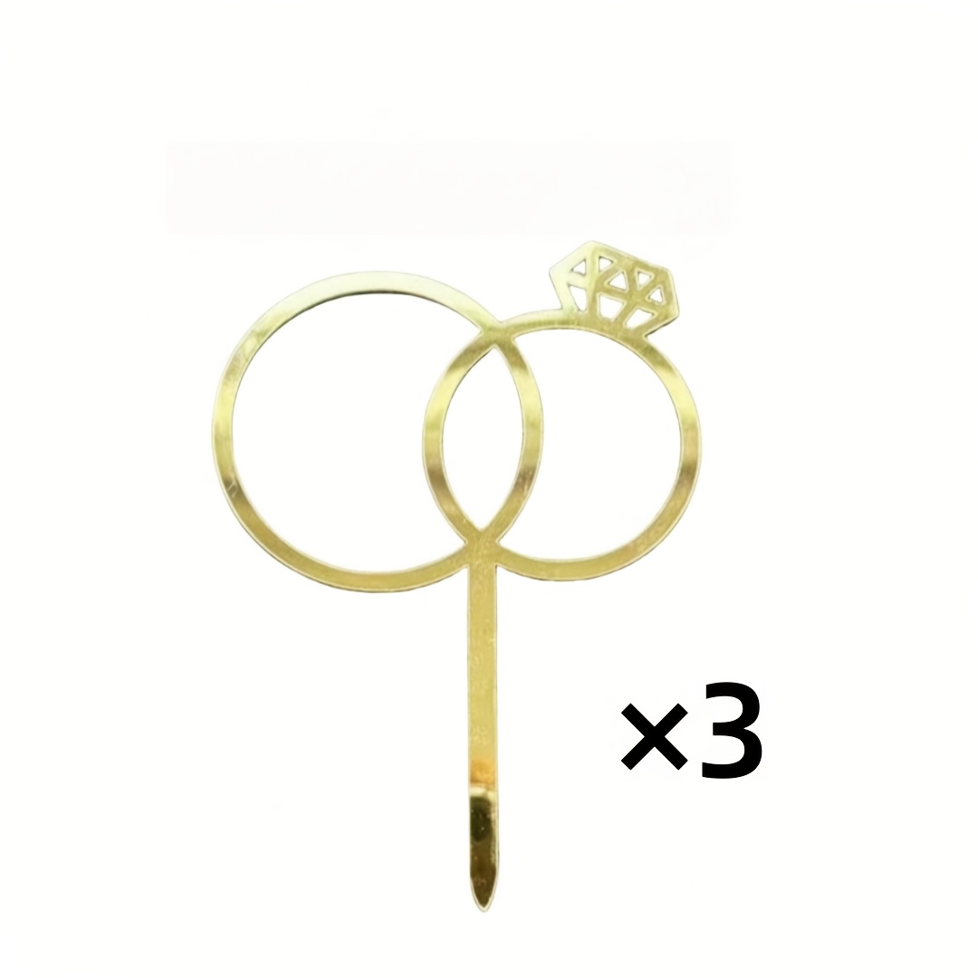 TEMU 1pc/3pcs/5pcs Décorations de gâteau Bague Diamant, Décorations de gâteau Acrylique pour Mariage, Fiançailles, Anniversaire, Saint-Valentin,