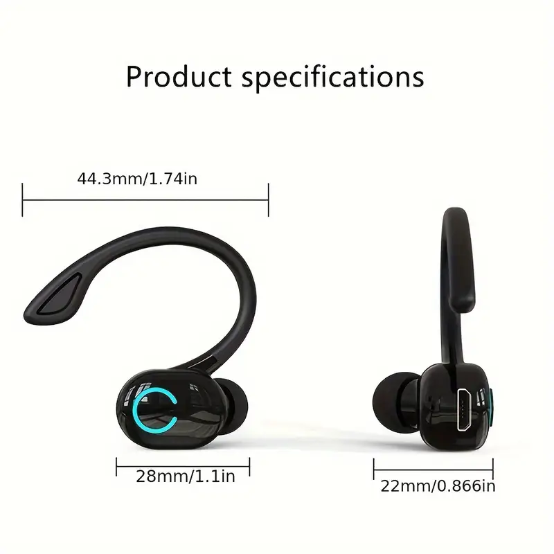 fit wireless earhook headset with mic noise cancelling wireless 50mah rechargeable battery volume control for iphone for samsung for android ideal for business truckers drivers wireless earbuds details 3