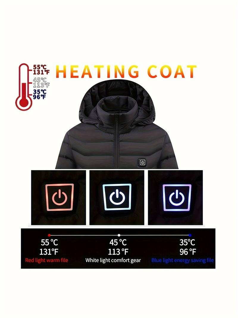 Veste Chauffante électrique Homme/femme - 8 Zones De Chauffe, 3 Niveaux - Alimentation USB Par Batterie Portable - Imperméable
