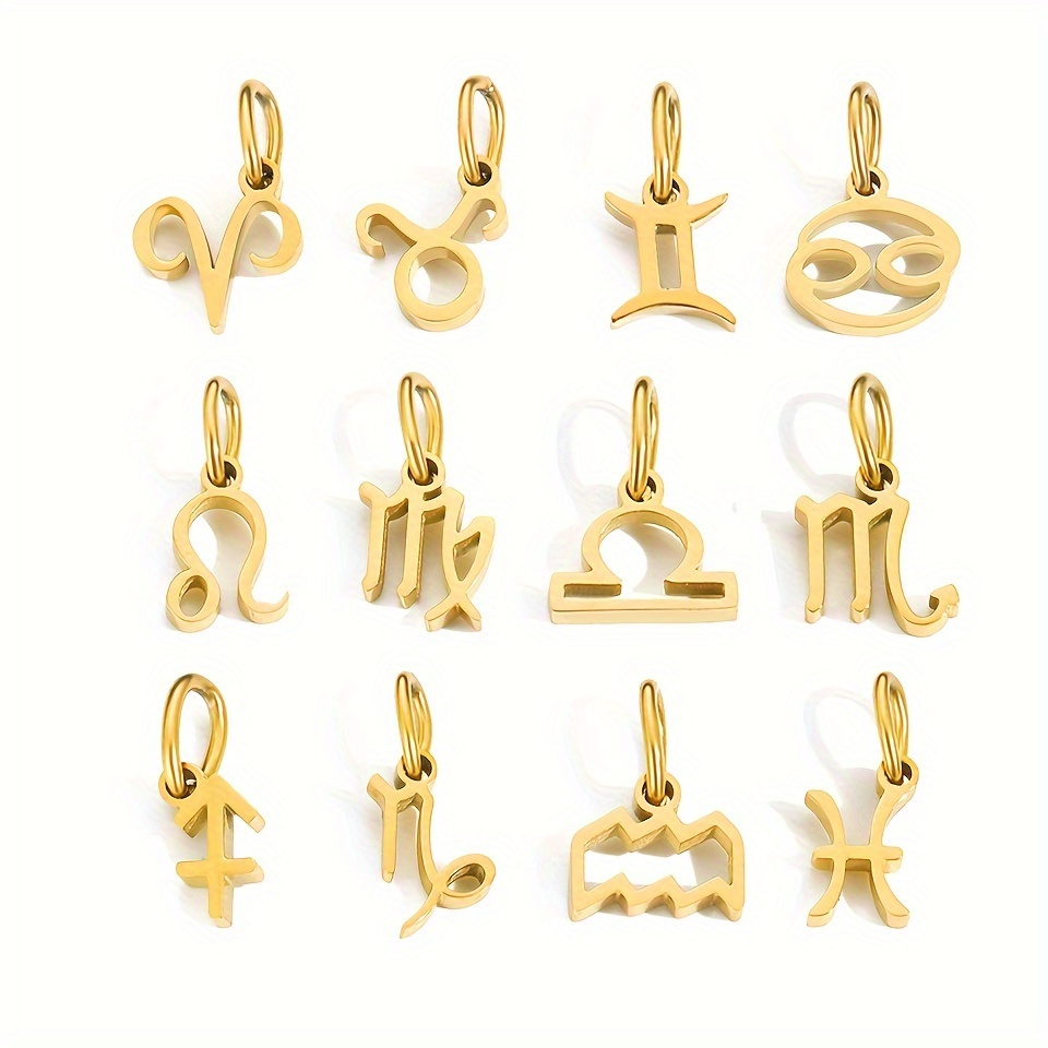 E-shop 12er Set Sternzeichen Anhänger, Edelstahl Charm Zubehör, Schmuck Design, Geeignet für Halsketten und Armbänder
