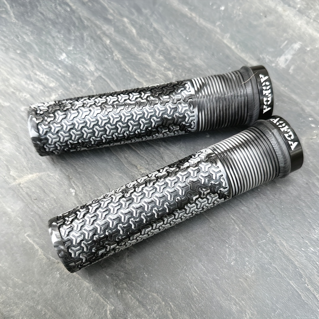 TEMU 1 Pair 22.2mm Single-sided Mountain Bike Rubber Handlebar Grips With Aluminum Alloy Lock Rings, Color Mixing , Purple/green/gray/white/pink,