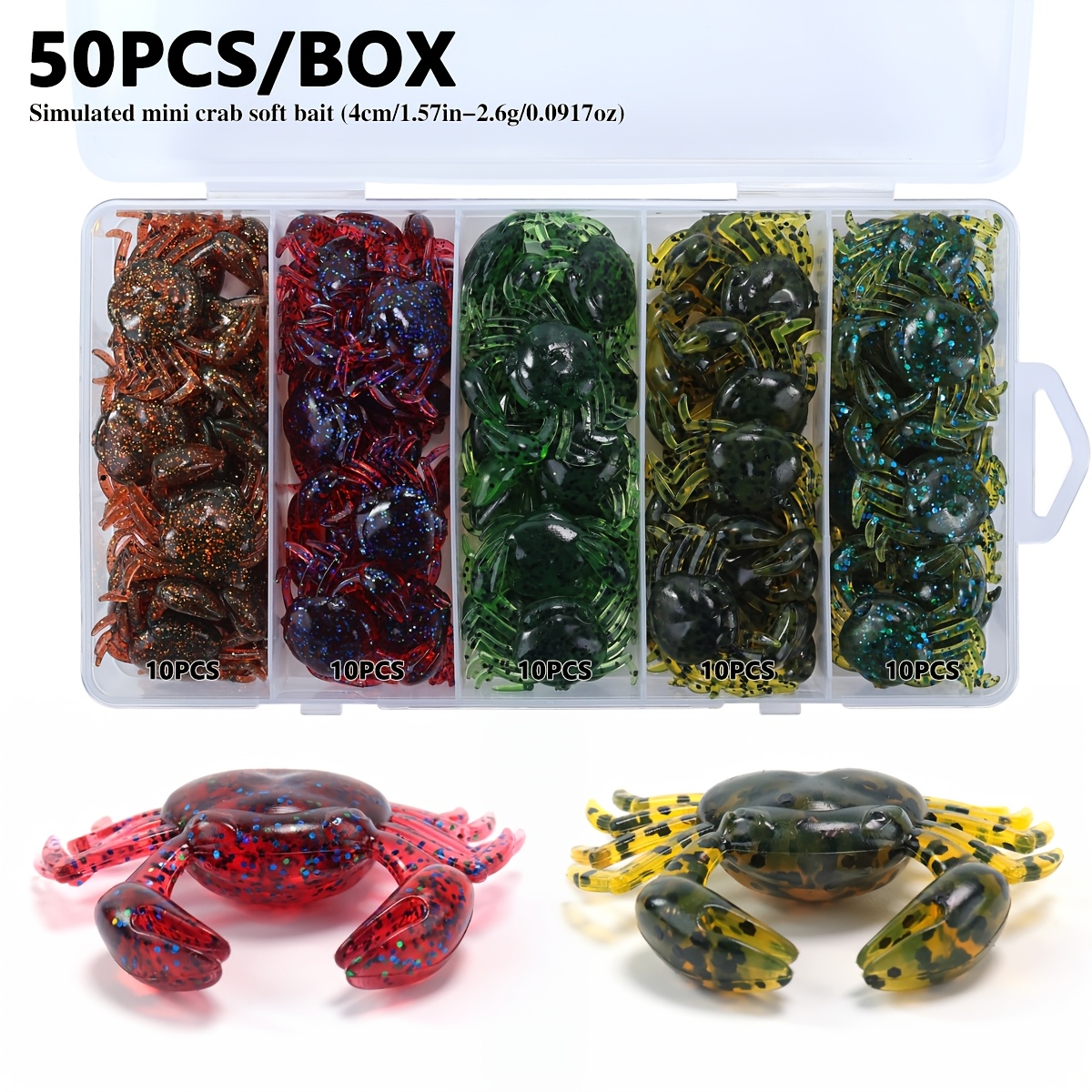 TEMU Set de señuelos de , 50 piezas/, mini señuelo de 3D realista - Señuelo de 1.75In/2.6G para , dentón, bacalao y herramientas de pesca