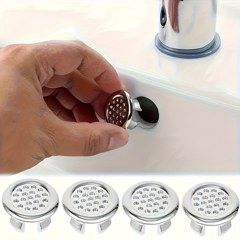 Set Of 4 Elegant Sink Drain Covers With Decorative Knobs - Leak-proof, Bathroom And Kitchen Basin Overflow Plugs, Stylish Design For Modern Sinks, Kitchen Sink Additions