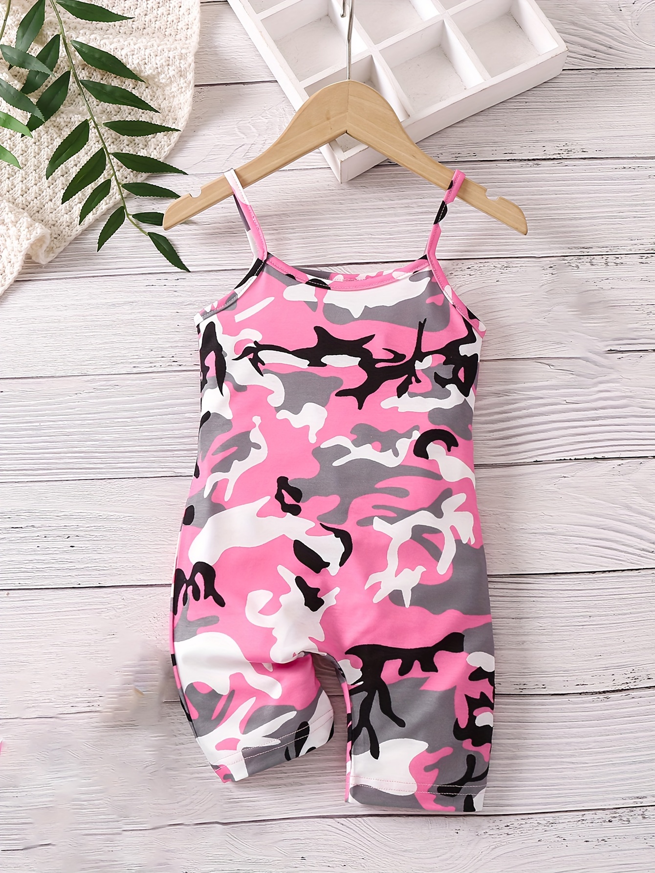 Girls Trendy Camo Pattern Print Cami Jumpsuit Casual Romper - Temu