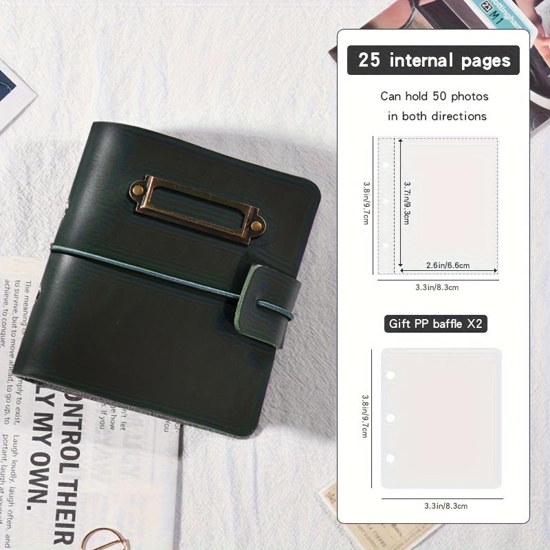 Vintage Pu Leather Faux Leather Insert 3-inch Mini Photo Album, Mini Instant Camera Photo Album, Portable Photo Album, Loose-leaf Three-hole Punch Photo Album, Small Card, Card, , Sports Card, Star